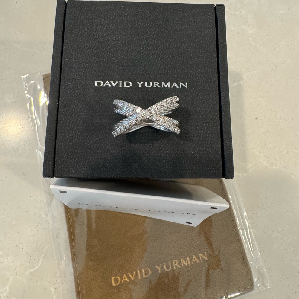 David Yurman Silver Crossover with Diamonds Ring